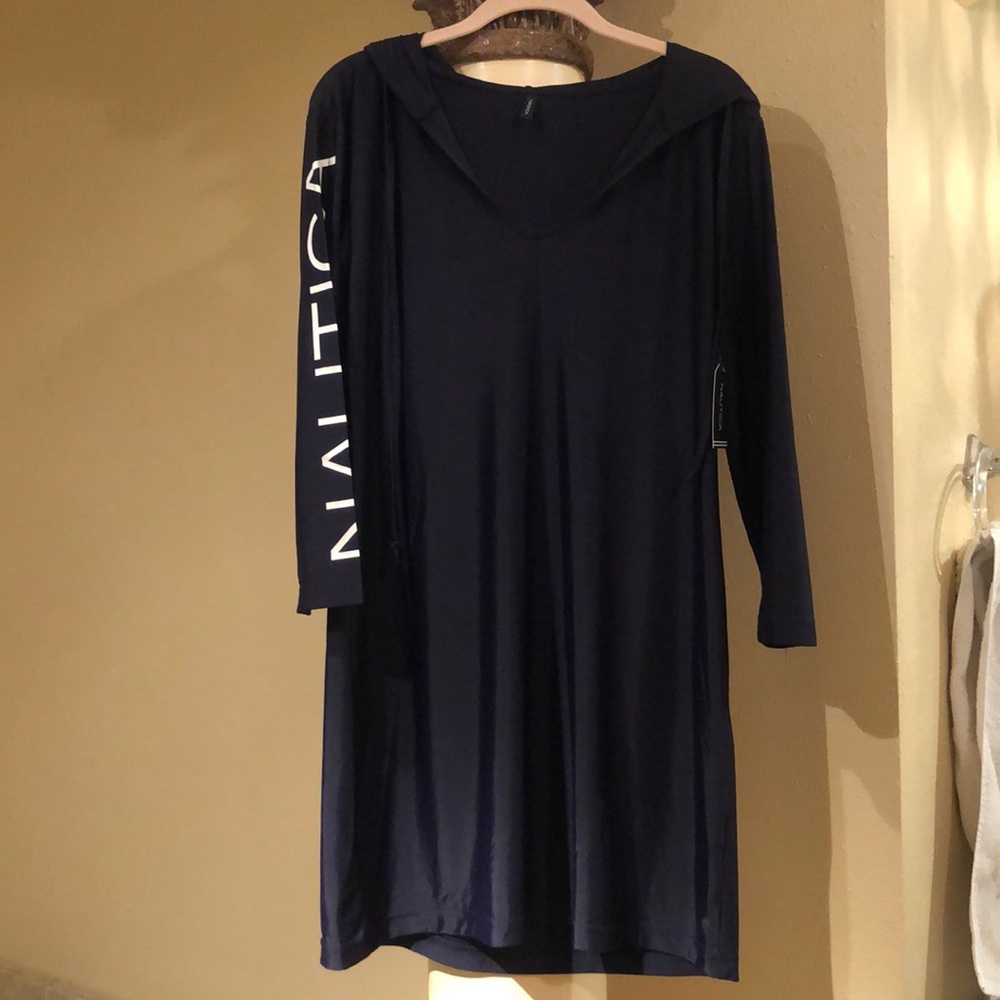 Navy Nautica cover up with hoodie